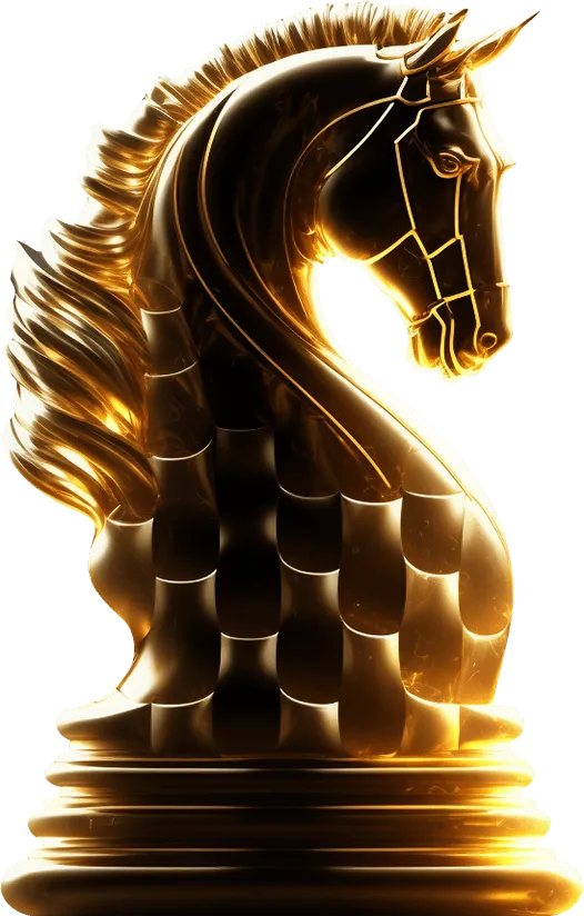 Gold knight chess piece